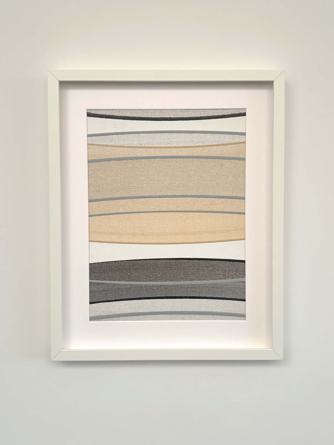 Tavar Zawacki Connected Study 36 neutral grey cream black original acrylic painting shown framed for presentation