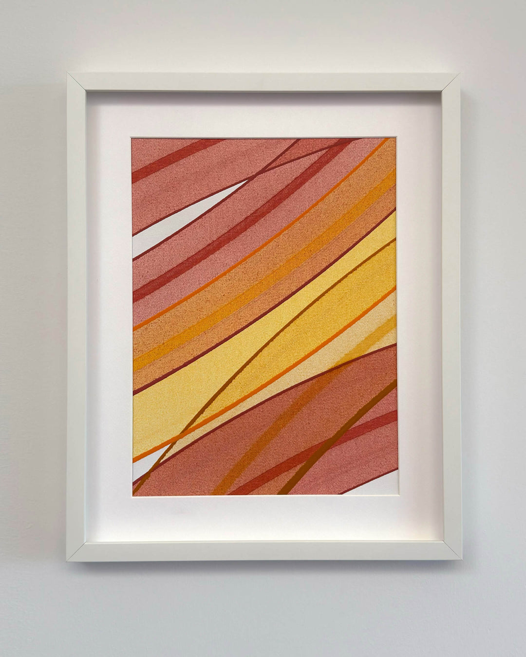 Tavar Zawacki Connected Study 38 red yellow orange original acrylic painting shown framed for presentation