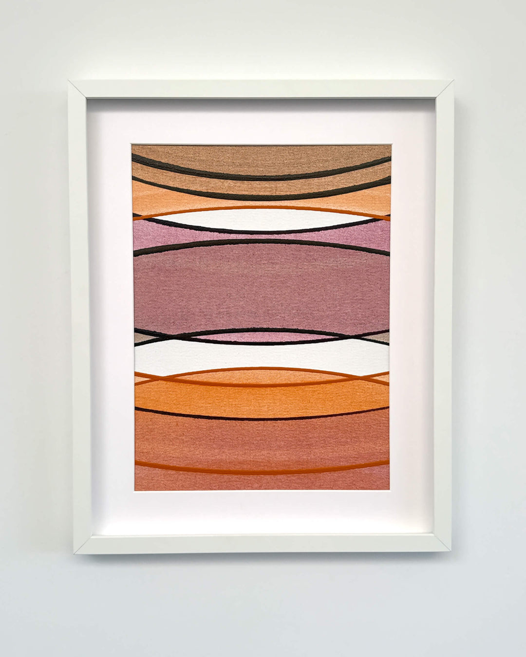 Tavar Zawacki Connected Study 44 peach mauve cream original acrylic painting shown framed for presentation